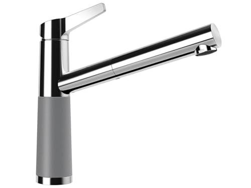 Schock Küchenarmatur SC-510 Croma – Niederdruck Armatur CRISTADUR mit ausziehbarer Schlauch-Brause und Standard Norm-Anschlüssen von Schock