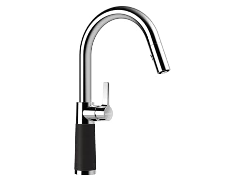 SCHOCK Küchenarmatur SC-520 Nero – Hochdruck Armatur CRISTALITE mit ausziehbarer Schlauch-Brause und Standard Norm-Anschlüssen von Schock