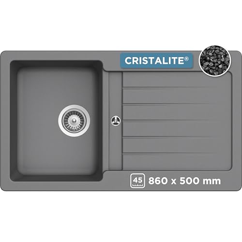 SCHOCK Küchenspüle Typos D-100 in Croma I Granitspüle für 45 cm Unterschrank I robustes, pflegeleichtes Cristalite I geräumiges Becken mit Abtropffläche I Design-Spüle mit Excenterbedienung SCHOCK Küchenspüle Typos D-100 in Croma I Granitspüle für 45 cm Unterschrank I robustes, pflegeleichtes Cristalite I geräumiges Becken mit Abtropffläche I Design-Spüle mit Excenterbedienung von Schock