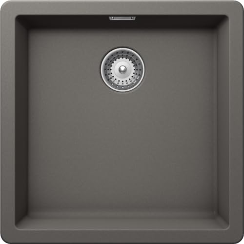 SCHOCK | Küchenspüle Galaxy N100U 1 Becken mit Haken unter dem Spülbecken inklusive, Material ®Cristadur, Silverstone, 430 x 430 mm von Schock