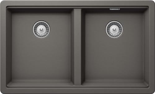 SCHOCK | Küchenspüle Galaxy 2 Becken mit funktionalem Rand für Zubehör, Material ®Cristadur, Silverstone, 750 x 456 mm von Schock
