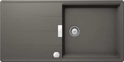 SCHOCK | Küchenspüle Tia D100L, 1 großes Becken mit Abtropffläche, umkehrbare Badewanne und Ablaufgarnitur, Material ®Cristadur, Silverstone, 1000 x 500 mm von Schock