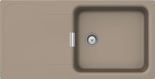 SCHOCK | Küchenspüle Wembley D100L Linie Green, 1 großes Becken mit Abtropffläche, umkehrbare Badewanne, Material ®Cristadur, Twilight Taupe matt, 1000 x 510 mm von Schock