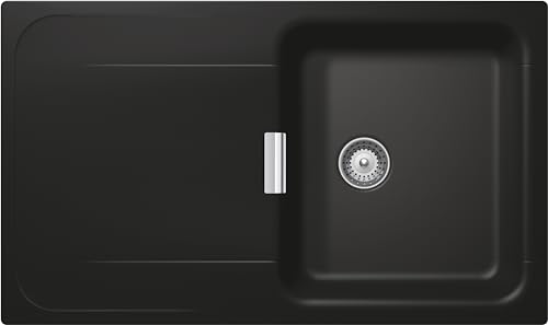 SCHOCK | Küchenspüle Wembley D100 Linie Green Line, 1 Becken mit Abtropffläche, reversibles Becken, Material ®Cristadur, NIGHT schwarz matt, 860 x 510 mm von Schock