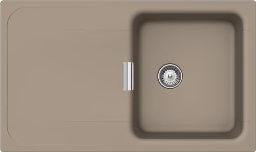 SCHOCK | Küchenspüle Wembley Green Line, 1 Becken mit Abtropffläche, umkehrbare Badewanne, Material ®Cristadur, Twilight, Taupe matt, 860 x 510 mm von Schock