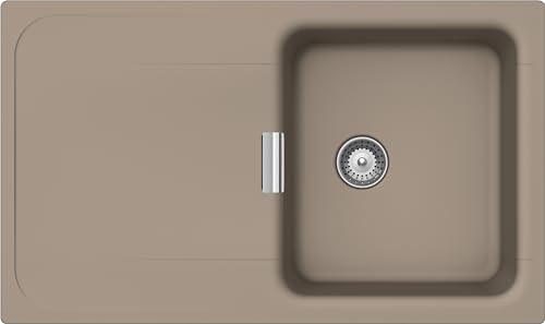 SCHOCK | Küchenspüle Wembley D100 Linie Green Line, 1 Becken mit Abtropffläche, umkehrbare Becken, Material ®Cristadur, Twilight Taupe matt, 860 x 510 mm von Schock