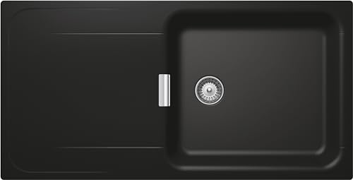 SCHOCK | Küchenspüle Wembley Green Line, 1 großes Becken mit Abtropffläche, umkehrbare Wanne, Material ®Cristadur, NIGHT schwarz matt, 1000 x 510 mm von Schock