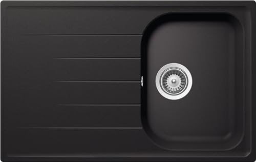 SCHOCK | Lithos Küchenspüle 1 Becken Small mit Abtropffläche, wendbare Wanne, Material Cristalite®, absolut schwarz, 790 x 500 mm von Schock