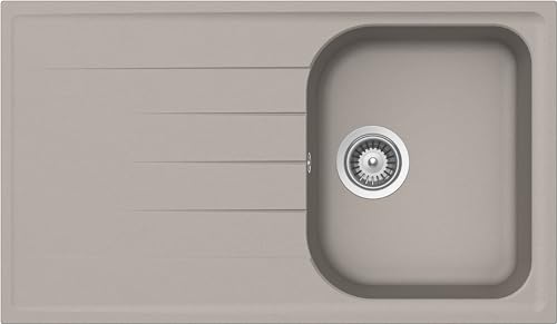 SCHOCK | Lithos Küchenspüle mit 1 Becken mit Abtropffläche, umkehrbare Badewanne, Material Cristalite®, taubengrau, 860 x 500 mm von Schock