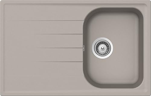 SCHOCK Lithos D100S Küchenspüle mit 1 kleinem Abtropffläche, umkehrbare Becken, Material Cristalite®, taubengrau, 790 x 500 mm von Schock