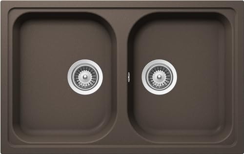 SCHOCK Lithos Küchenspüle mit 2 Becken, klein, Material Cristalite®, Mokka, 790 x 500 mm von Schock