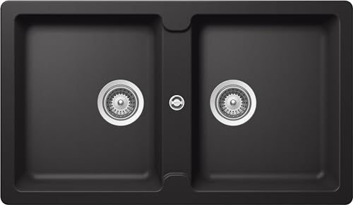 SCHOCK | Primus Küchenspüle mit 2 gleichen Becken, Material Cristalite®, absolut schwarz, 860 x 500 mm von Schock