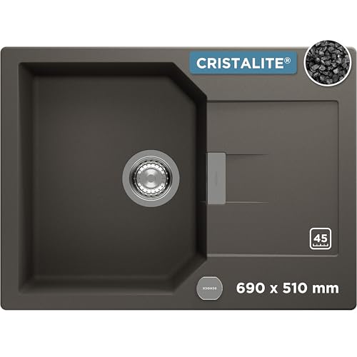 SCHOCK Küchenspüle Manhattan D-100S in Asphalt I Granitspüle mit Abtropffläche I Einbauspüle für 45 cm Unterschrank I kratzfeste Cristalite Spüle I pflegeleichte Design Spüle mit Excenterbedienung SCHOCK Küchenspüle Manhattan D-100S in Asphalt I Granitspüle mit Abtropffläche I Einbauspüle für 45 cm Unterschrank I kratzfeste Cristalite Spüle I pflegeleichte Design Spüle mit Excenterbedienung von Schock