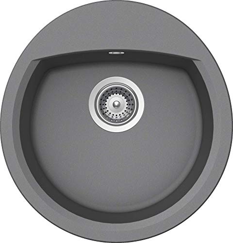 SCHOCK runde Küchenspüle 47 x 49 cm Manhattan R-100 Croma - CRISTALITE hellgraue Rundspüle ab 45 cm Unterschrank-Breite von Schock