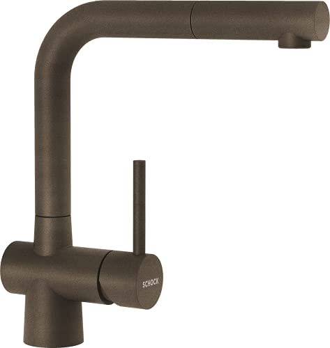 SCHOCK Küchenarmatur LAIOS Bronze – braune Hochdruck Armatur mit ausziehbarer Schlauchbrause und Standard Norm-Anschlüssen von Schock
