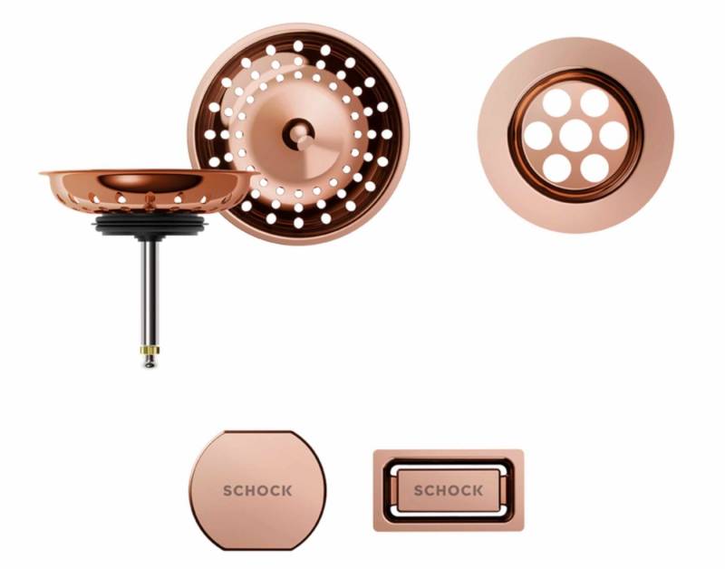 Schock Einbauspüle SCHOCK Sichtteile in Copper Ablaufgarnitur mit Drehexcenter 629392PD von Schock