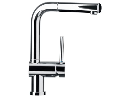 Schock Küchenarmatur PIEGA Chrom – Hochdruck Armatur METALL mit ausziehbarer Schlauch-Brause und Standard Norm-Anschlüssen von Schock