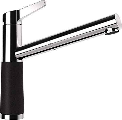 Schock Küchenarmatur SC-510 Nero – Hochdruck Armatur CRISTALITE mit ausziehbarer Schlauch-Brause und Standard Norm-Anschlüssen von Schock