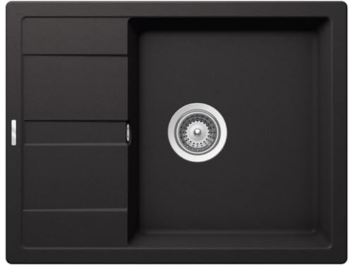 SCHOCK Küchenspüle Manhattan D-100 in Nero I Granitspüle mit verkürzter Abtropffläche I Einbauspüle für 50 cm Unterschrank I robuste kratzfeste Cristalite Spüle I Spüle mit Excenterbedienung​ von Schock