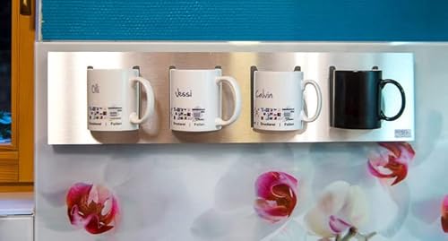 Schön und Wieder Becherbar | Tassenhalterung | Wandhalterung ohne Tassen mit Saugnapfset in Alu-Brushed Butlerfinish von Schön und Wieder