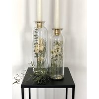 2Er-Set Trockenblumen-Kerzenhalter, Farbe Salbei-Creme von SchoenGeshoppt