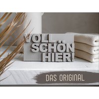Letter Brick | Betonschild „Voll Schön Hier" Betondeko Handgegossen von SchoenGeshoppt