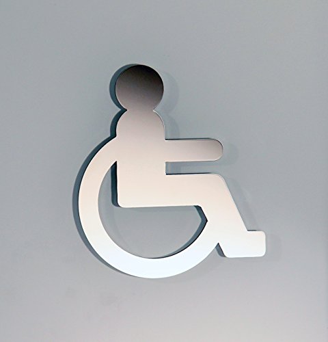 Edelstahltürschild Rollstuhlsymbol – inklusiv & barrierefrei | Edelstahl mit ausgeschnittenem Symbol | Türschild barrierefreies WC, Praxis, Büro (Hochglänzend poliert) von Schönbeck Design