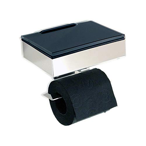 Feuchttücherbox/Rollenhalter Edelstahl - Glas schwarz - Kombination -Papierhalter - Made in Germany von Schönbeck Design