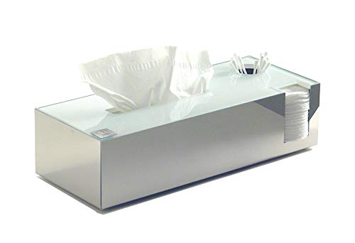 Tissuebox Kombibox aus Edelstahl und Glas, Watte Padhalter, Wattestäbchenhalter, Papiertuchbox, Kosmetiktücher-Box - Made in Germany von Schönbeck Design