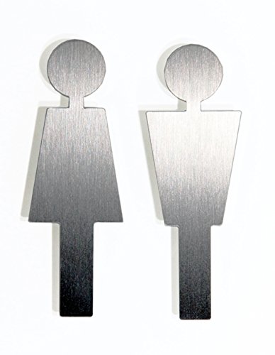 Schönbeck Design WC-Schild – Figuren Mann & Frau aus Edelstahl – 11 cm hoch – selbstklebend – Oberfläche gebürstet, poliert oder in Goldoptik – Türschild Toilette – Made in Germany von Schönbeck Design