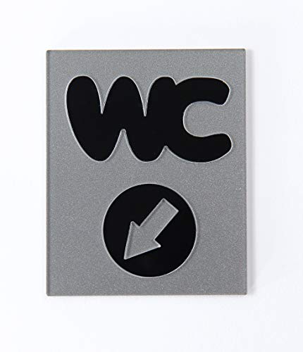Schönbeck Design WC-Schild mit Pfeil WC Toilettenschild Türschild schwarz-Silber zum Kleben Wegweiser von Schönbeck Design