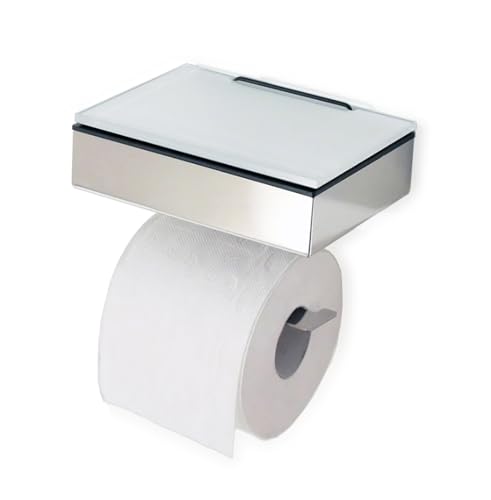 Toilettenpapierhalter mit Feuchttücherbox – Edelstahl Abdeckung Poliert & weißes Glas, befüllt von Rechts Wandhalterung 2-in-1, Feuchttuchbox & Klopapierhalter, Made in Germany, stilvoll & hygienisch Toilettenpapierhalter mit Feuchttücherbox – Edelstahl Abdeckung Poliert & weißes Glas, befüllt von Rechts Wandhalterung 2-in-1, Feuchttuchbox & Klopapierhalter, Made in Germany, stilvoll & hygienisch von Schönbeck Design