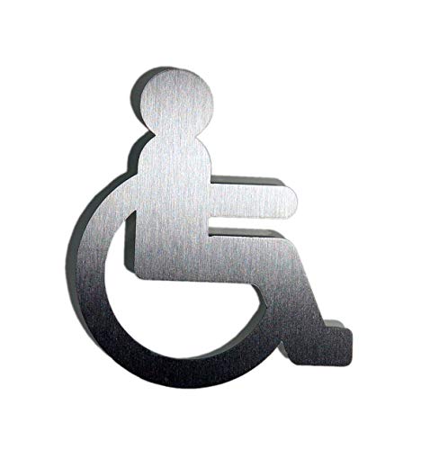 Türschild "Rollstuhlfahrer" Toilettenschild aus matt gebürstetem Edelstahl - Made in Germany von Schönbeck Design