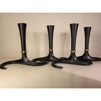 Jens H. Quistgaard 4 Kerzenständer Guss 1950 Dansk Design Denmark von SchoenealteDinge