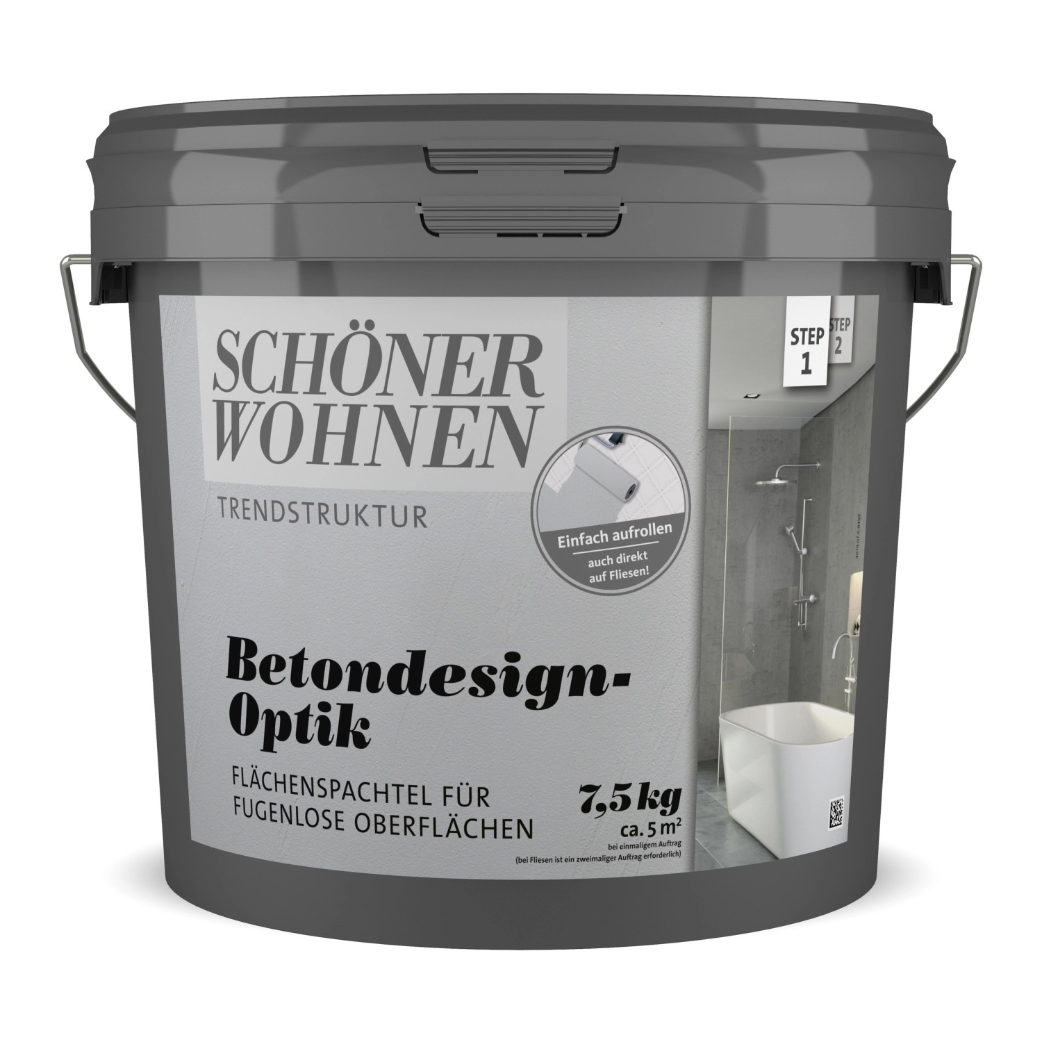 Schöner Wohnen Flächenspachtel Betondesign-Optik Grau 7,5 kg inkl. Härter von SCHÖNER WOHNEN-Farbe