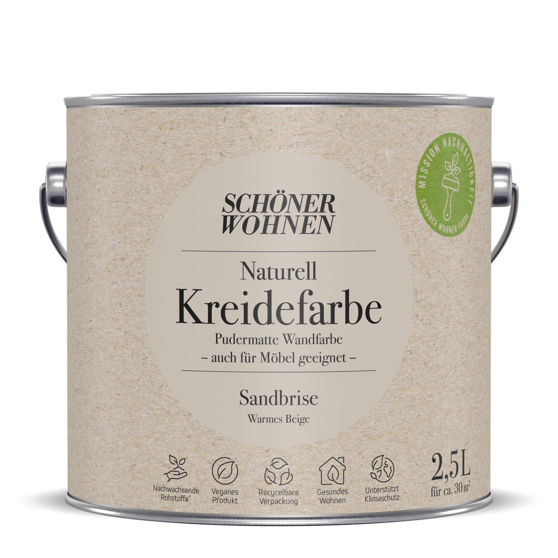 Schöner Wohnen Farbe Kreidefarbe Naturell 'Sandbrise' beige matt 2,5 l von Schöner Wohnen Farbe