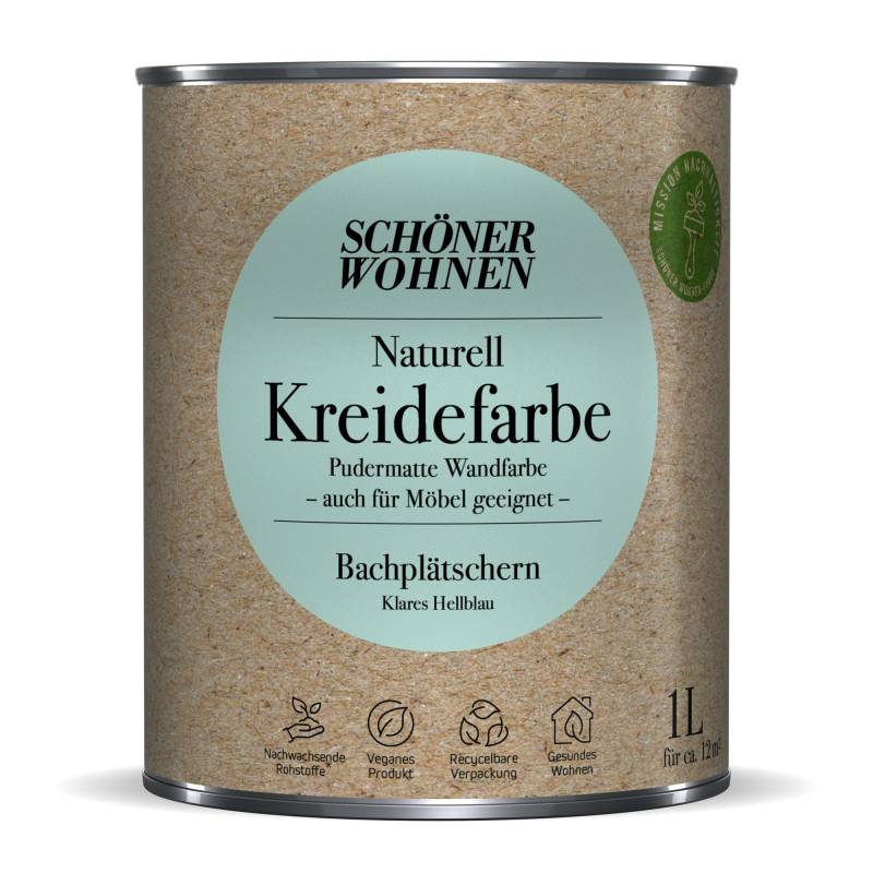 Schöner Wohnen Farbe Naturell Kreidefarbe 'Bachplätschern' hellblau matt 1 l von Schöner Wohnen Farbe
