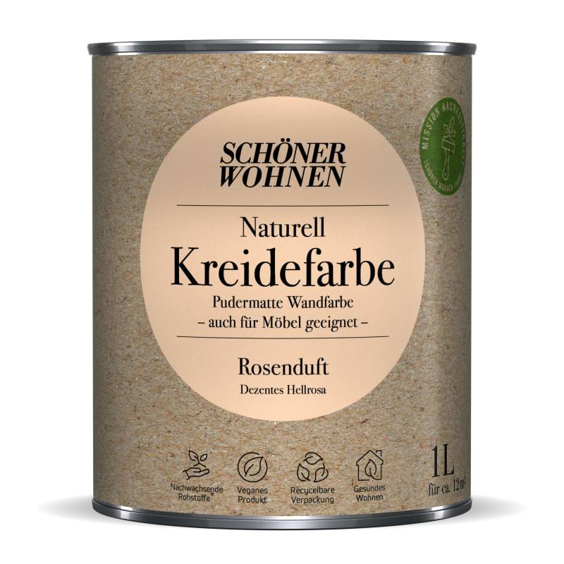 Schöner Wohnen Farbe Naturell Kreidefarbe 'Rosenduft' hellrosa matt 1 l von Schöner Wohnen Farbe