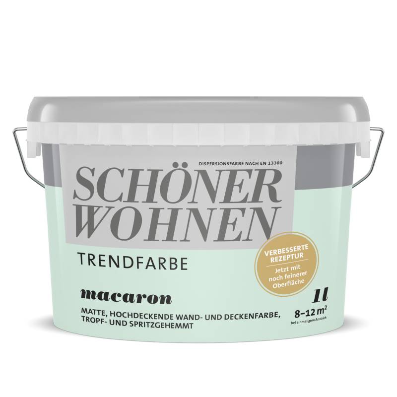 Schöner Wohnen Farbe Trendfarbe 'Macaron' minzgrün matt 1 l von Schöner Wohnen Farbe