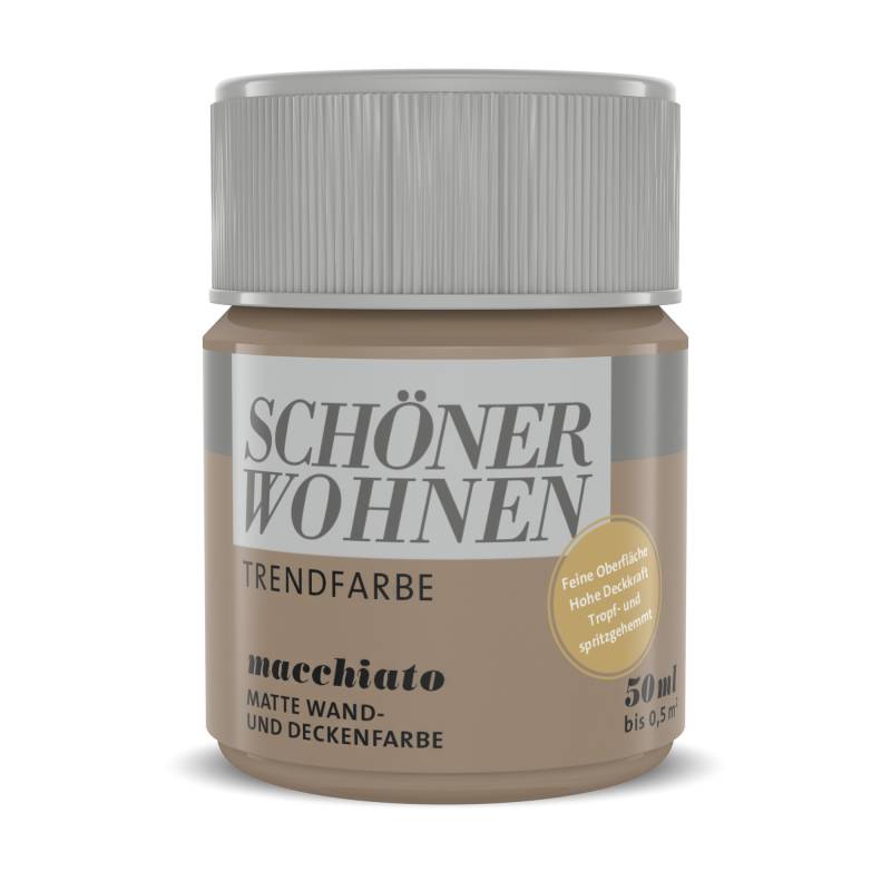 Schöner Wohnen Farbe Trendfarbe 'Macchiato' kaffeefarben matt 50 ml von Schöner Wohnen Farbe