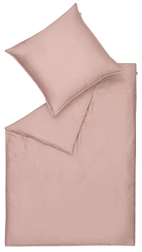 Schöner Wohnen Kollektion Bettwäsche Pure 135x200 Rose - Bettwäsche Baumwolle - Bettwäscheset mit Kopfkissenbezug 4teilig - 2X Kissenbezug 80x80 von Schöner Wohnen Kollektion