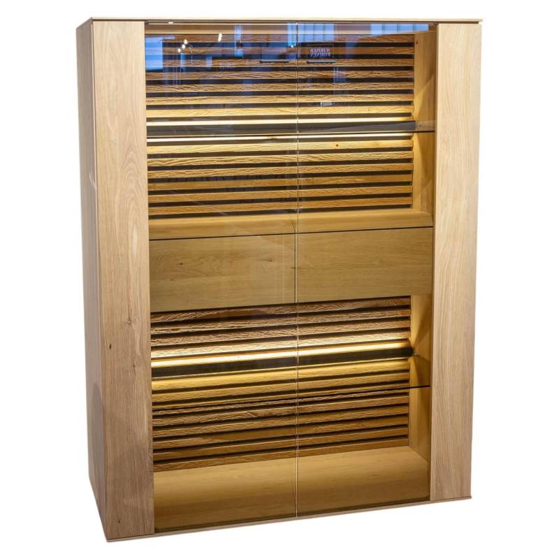 Highboard Yonna 7102 Kerneiche Natur Gebürstet Inklusive Beleuchtung von Schöner Wohnen-Kollektion