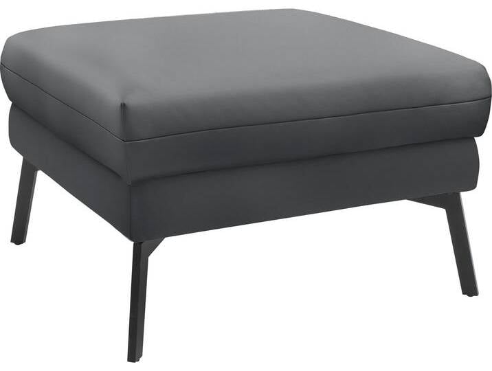 Hockerbank Spin , grau (fango), B:74cm H:46cm T:74cm, 100% Leder, SCHÖNER WOHNEN-KOLLEKTION, Hocker, passend zur Serie Spin von Schöner-Wohnen-Kollektion