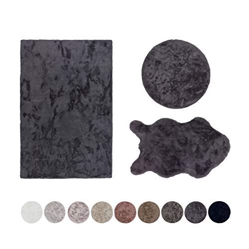 Schöner Wohnen Kollektion Kunstfell Teppich Tender – hochflor Shaggy Matte – Modellart Shape – luxuriöser Fellteppich – Vorleger mit Fellimitat – (anthrazit, 60 x 90 cm) von Schöner Wohnen Kollektion