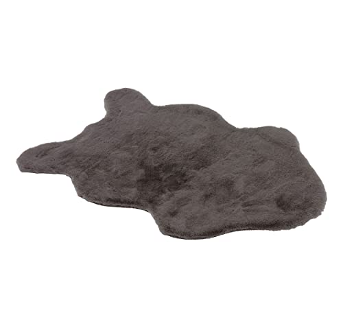 Schöner Wohnen Kollektion Hochwertiger Kunstfell Teppich flauschig - Teppich Wohnzimmer - Hochflorteppich Lammfell Schaffell - Dekofell Shape grau 60 x 90 cm von Schöner Wohnen Kollektion