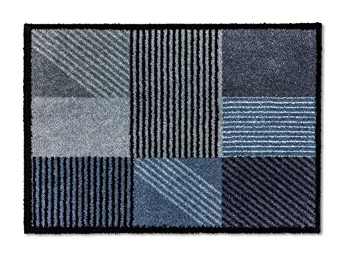 Schöner Wohnen Kollektion Fußmatte innen - Schmutzfangmatte 50 x 70 cm Geomix polartürkis - rutschfeste Sauberlaufmatte - Fussmatte Haustür - Türmatte waschbar bei 30°C von Schöner Wohnen Kollektion