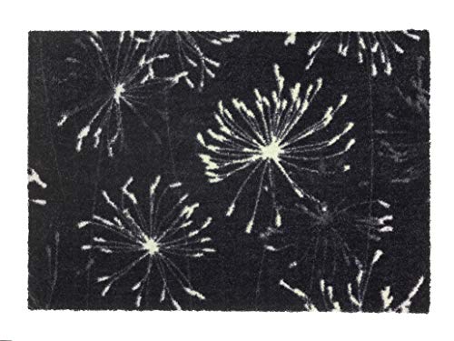 Schöner Wohnen Kollektion Fußmatte innen - Schmutzfangmatte 50 x 70 cm Pusteblume anthrazit-Mint - rutschfeste Sauberlaufmatte - Fussmatte Haustür - Türmatte waschbar bei 30°C von Schöner Wohnen Kollektion