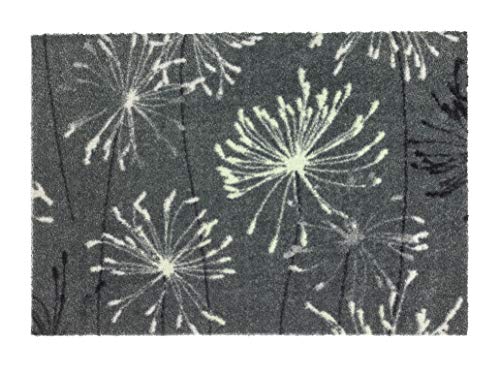 Schöner Wohnen Kollektion Fußmatte innen - Schmutzfangmatte 50 x 70 cm Pusteblume grau-Mint - rutschfeste Sauberlaufmatte - Fussmatte Haustür - Türmatte waschbar bei 30°C von Schöner Wohnen Kollektion