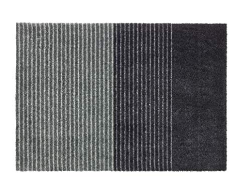 Schöner Wohnen Kollektion Fußmatte innen - Schmutzfangmatte 50 x 70 cm Streifen anthrazit-grau - rutschfeste Sauberlaufmatte - Fussmatte Haustür - Türmatte waschbar bei 30°C von Schöner Wohnen Kollektion