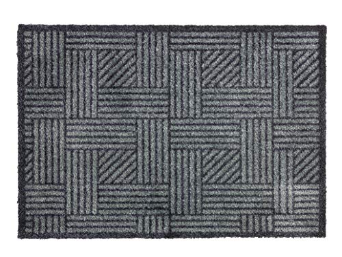 Schöner Wohnen Kollektion Fußmatte innen - Schmutzfangmatte 67x100cm Gitter grau-anthrazit - rutschfeste Sauberlaufmatte robust - Fussmatte Haustür - Türmatte waschbar bei 30°C von Schöner Wohnen Kollektion